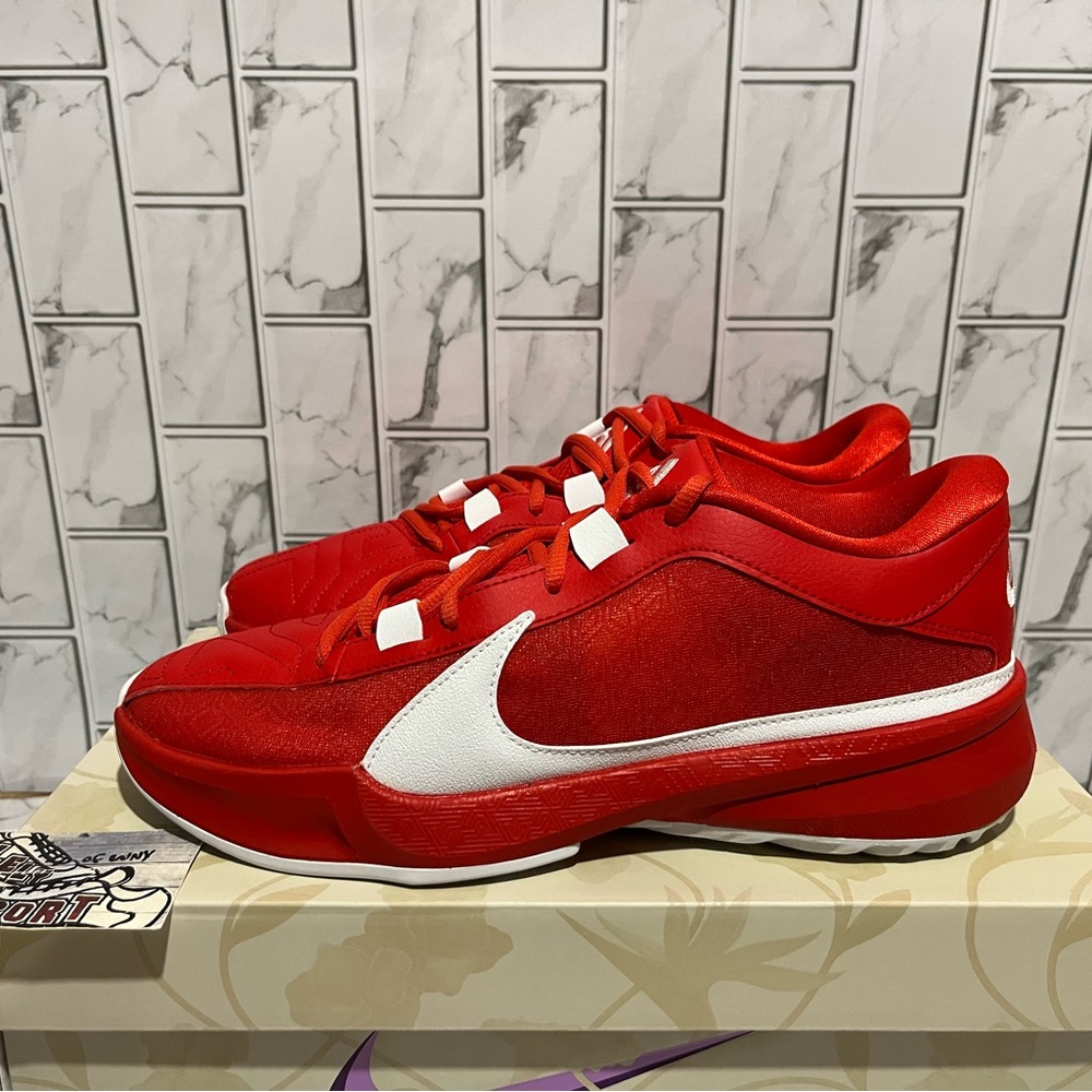 New Nike Zoom Freak 5 TB Promo Basketball Shoes Giannis Kobe Red White NBA KD